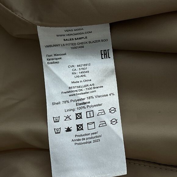 Vero Moda Long Sleeve Plaid Check Blazer Women's Size 6 - Picture 4 of 6